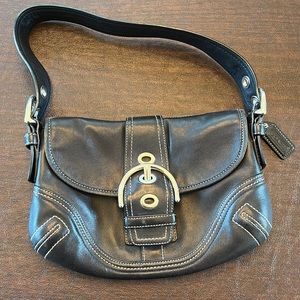 Coach black leather shoulder purse